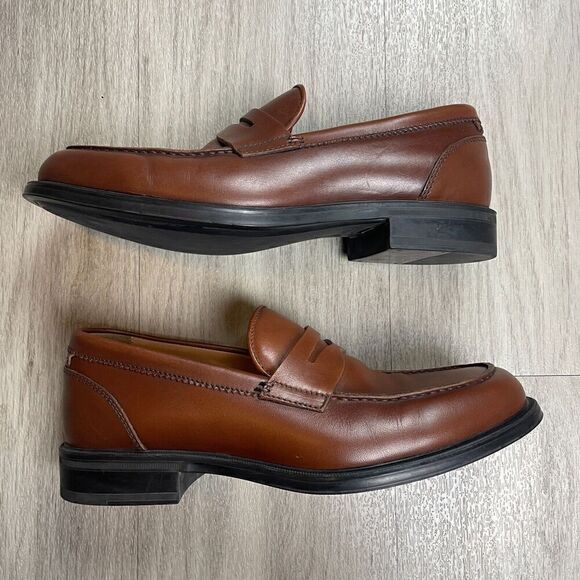 Aquatalia Loafers Mens 9.5 Brown Neil Leather Weatherproof Slip On Casual - Picture 5 of 10